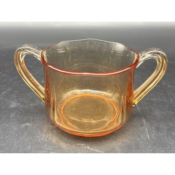 VTG Cambridge AMBER Glass Creamer & Open Sugar Set - Picture 2 of 12